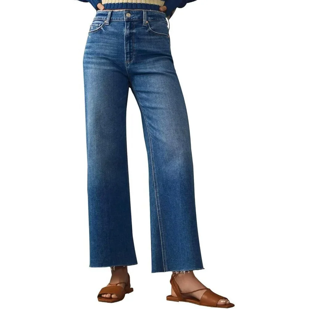 Women Wide Leg Jeans Stretchy High Waist Casual Pants Trendy Fall